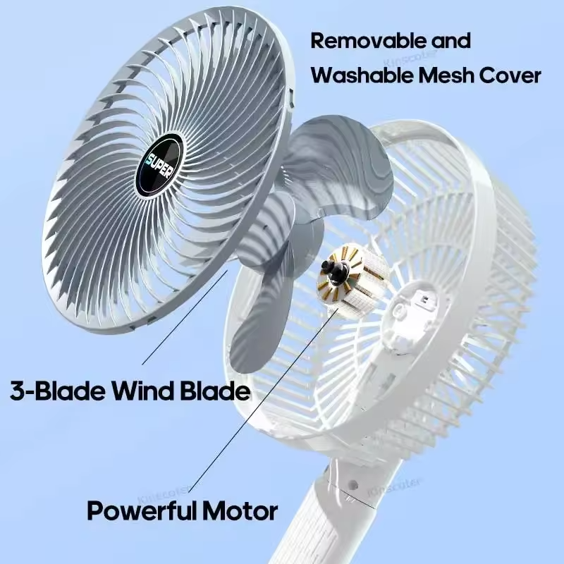 Multifunctional Portable Desktop Clip Fan Summer 1200mAh Cordless Handheld Fan 3 Speed Silent Personal Fan Ventilator Cooler