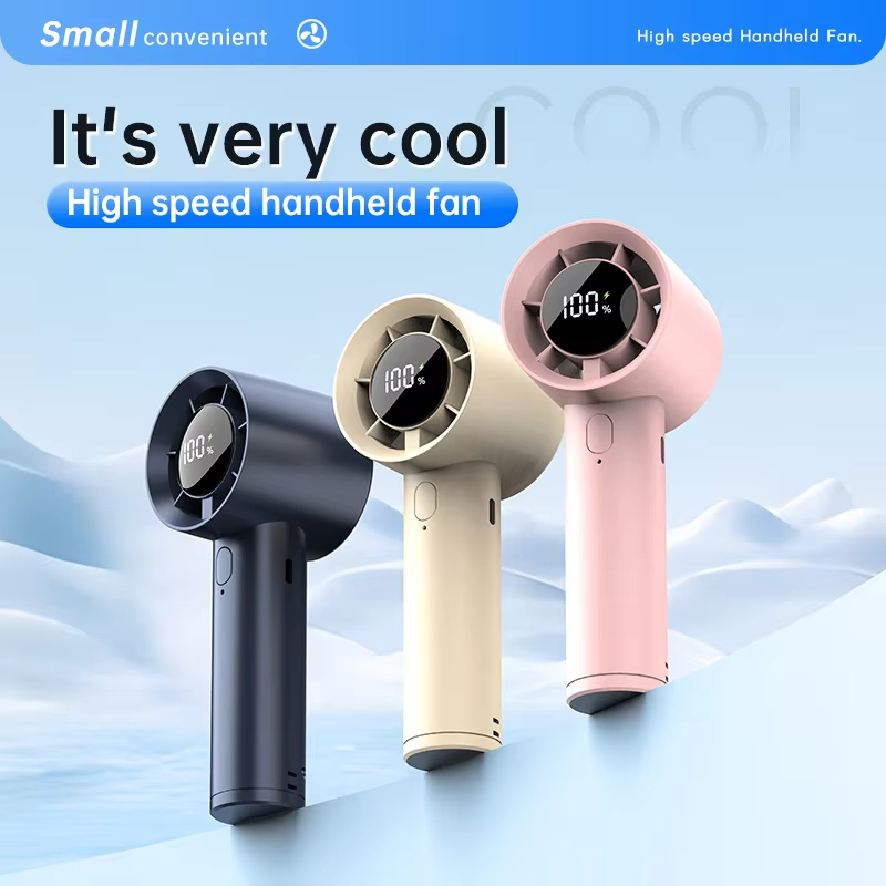 Portable Handheld Fan 100-speed USB Rechargeable Electric fan Digital Display Home Travel Outdoor Camping Small Cooling Fan