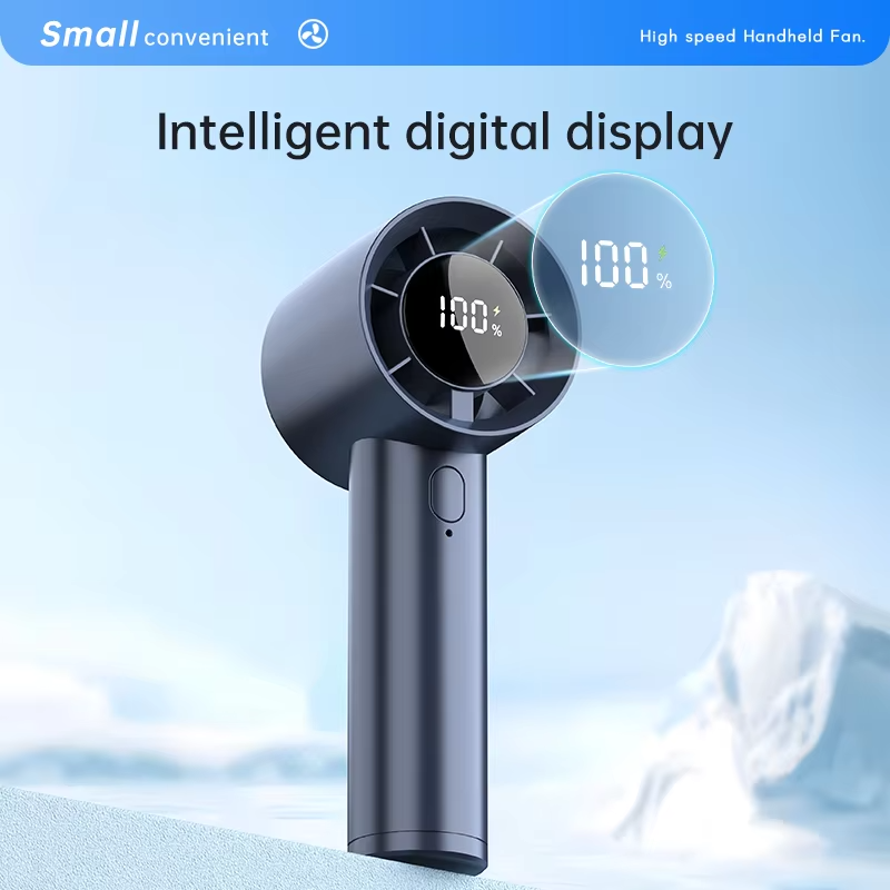 Portable Handheld Fan 100-speed USB Rechargeable Electric fan Digital Display Home Travel Outdoor Camping Small Cooling Fan