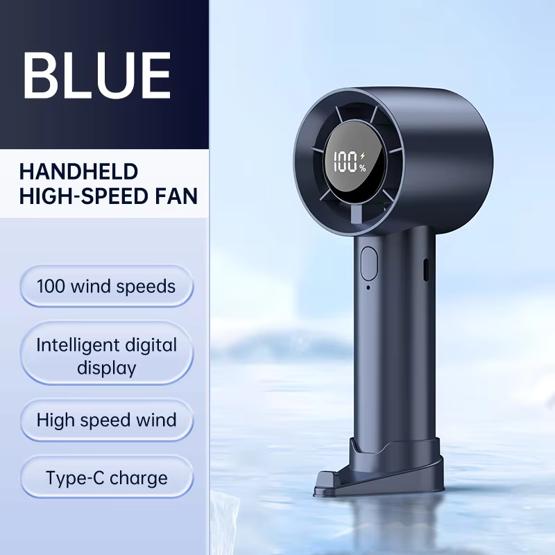 Portable Handheld Fan 100-speed USB Rechargeable Electric fan Digital Display Home Travel Outdoor Camping Small Cooling Fan
