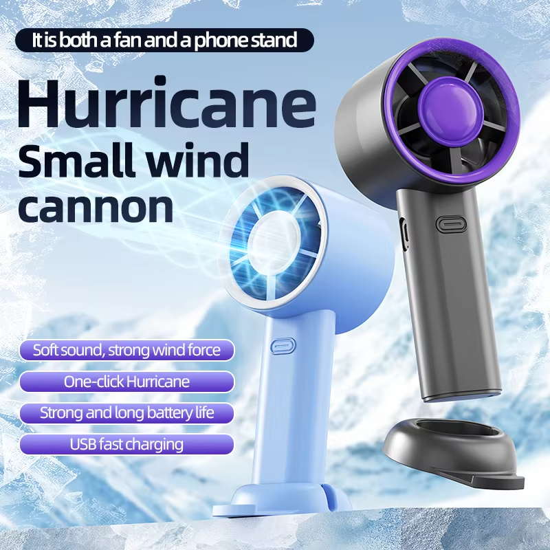 New Portable Electric Handheld Fan Ultra-high Speed Fan Rechargable Large Wind Digital Display Fan