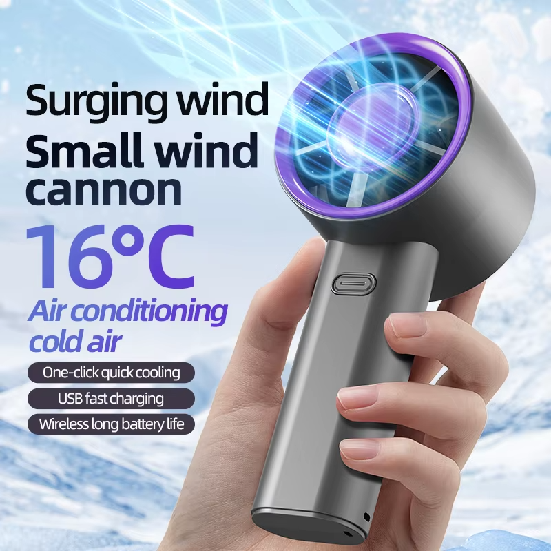 New Portable Electric Handheld Fan Ultra-high Speed Fan Rechargable Large Wind Digital Display Fan