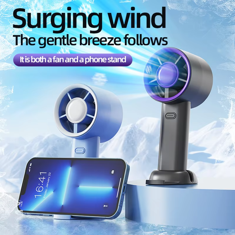 New Portable Electric Handheld Fan Ultra-high Speed Fan Rechargable Large Wind Digital Display Fan