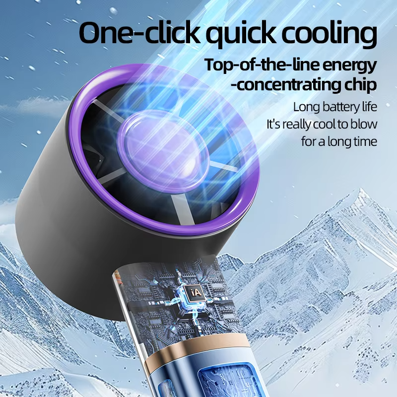 New Portable Electric Handheld Fan Ultra-high Speed Fan Rechargable Large Wind Digital Display Fan