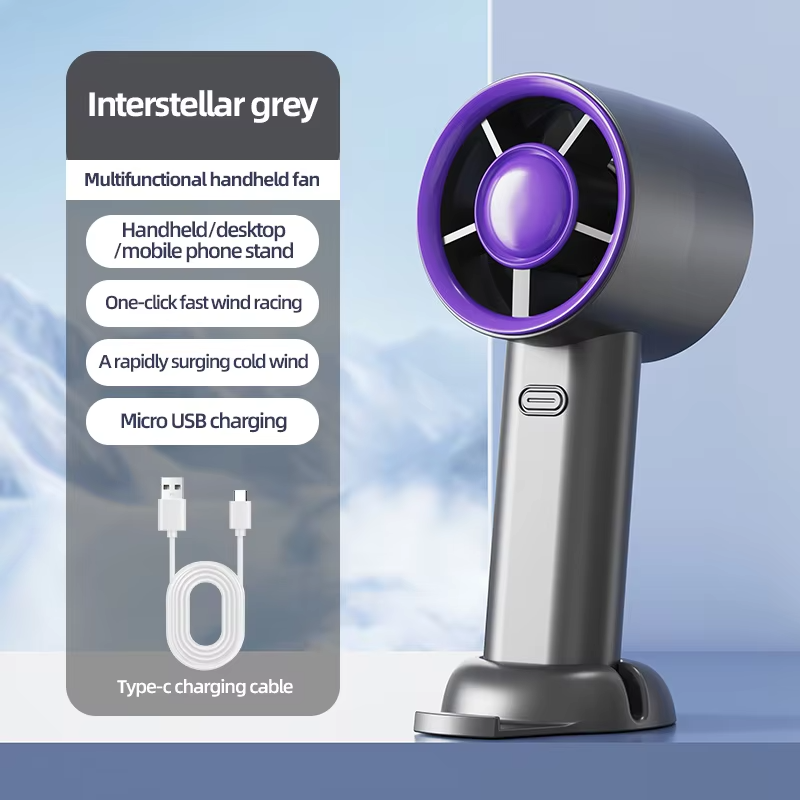 New Portable Electric Handheld Fan Ultra-high Speed Fan Rechargable Large Wind Digital Display Fan