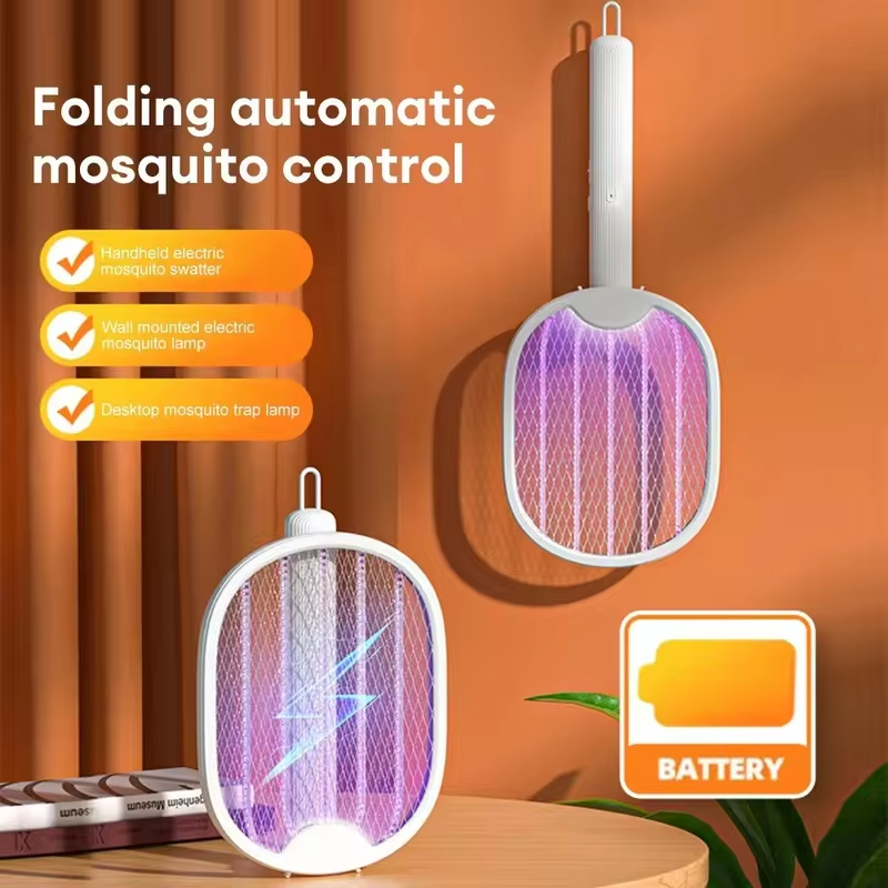 Foldable Electric Mosquito Killer 3000V USB Rechargeable Fly Trap Mosquito Swatter Racket Insect Killer With UV Light Bug Zapper