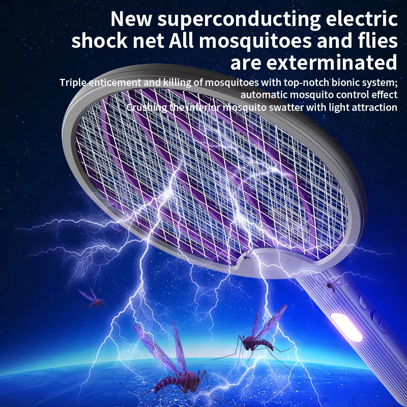 Electric Mosquito Swatter Cordless Battery Power Electric Fly Mosquito Swatter Bug Racket Insects Killer