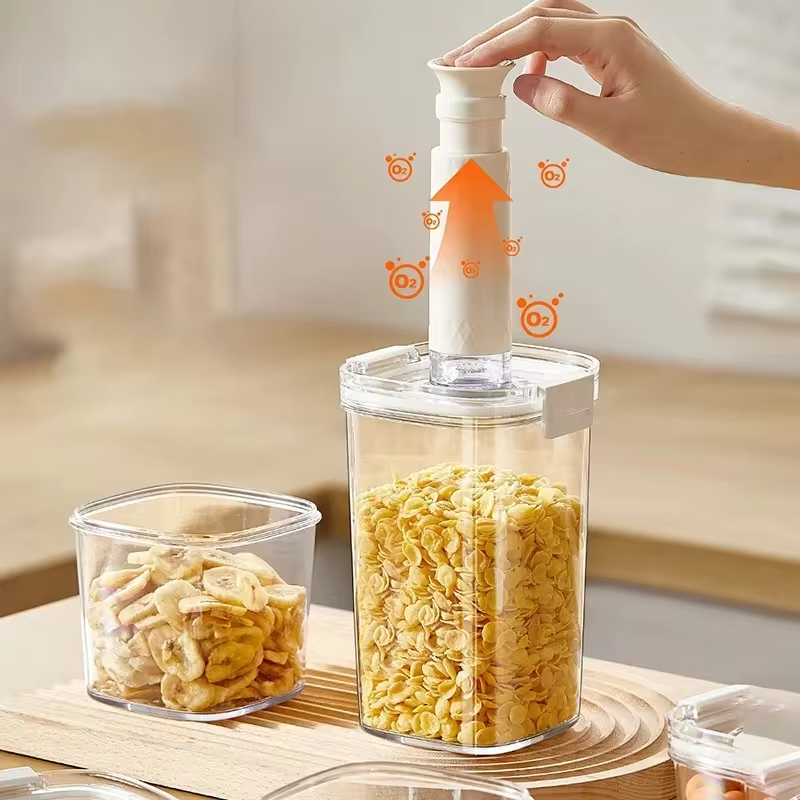 Plastic Vacuum Sealed Tank Electric Coffee Vacuum Container Kitchen Food Grains Candy Storage Box Fresh-keeping Tea Canister