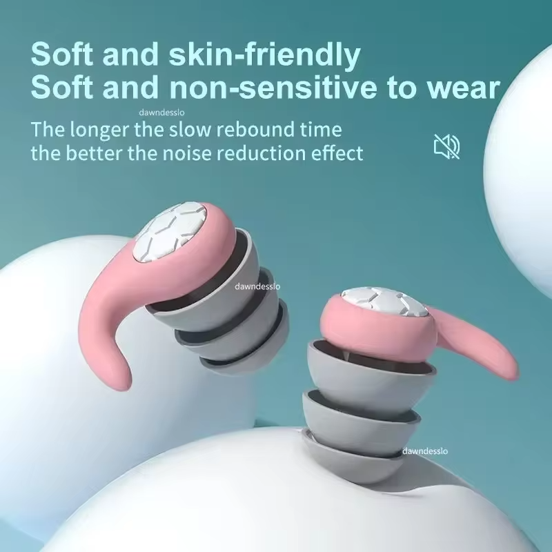 1 Pair Soft Silicone Earplugs - Noise Canceling Comfortable Fit for Sleep Swimming Creating a Silent Environment