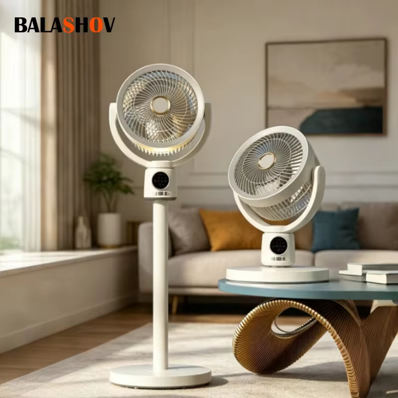 USB Rechargeable Floor Fan Silent Turbine Air Circulation Fan Portable Mini Timing Standing Cooling Fan For Home Bedroom Office