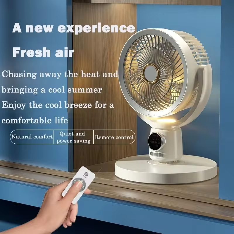 USB Rechargeable Floor Fan Silent Turbine Air Circulation Fan Portable Mini Timing Standing Cooling Fan For Home Bedroom Office