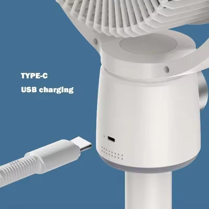 USB Rechargeable Floor Fan Silent Turbine Air Circulation Fan Portable Mini Timing Standing Cooling Fan For Home Bedroom Office
