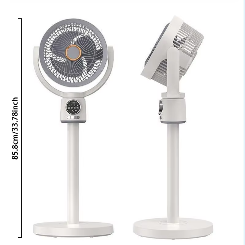 USB Rechargeable Floor Fan Silent Turbine Air Circulation Fan Portable Mini Timing Standing Cooling Fan For Home Bedroom Office