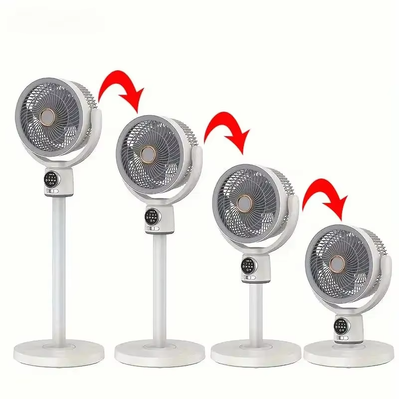 USB Rechargeable Floor Fan Silent Turbine Air Circulation Fan Portable Mini Timing Standing Cooling Fan For Home Bedroom Office