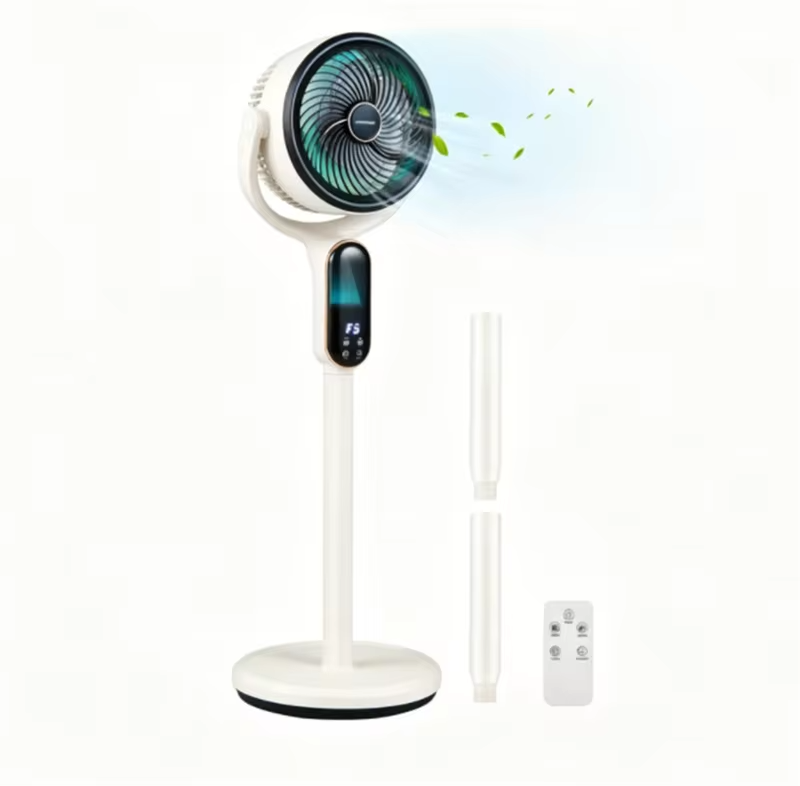 Quiet Vertical Circulation Floor Fan, Retractable Height Remote Control LED Screen 360 Rotation Standing Cooling Fan For Indoor Use