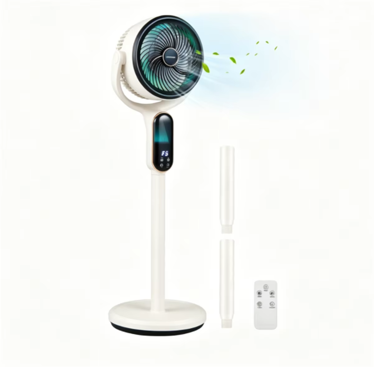 Quiet Vertical Circulation Floor Fan, Retractable Height Remote Control LED Screen 360 Rotation Standing Cooling Fan For Indoor Use