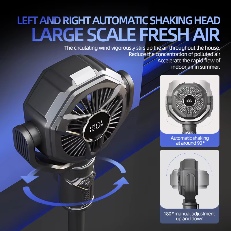 Electric Air Turbine Circulation Fan Floor Standing 5 Speed Adjustable Height Rechargeable Table Floor