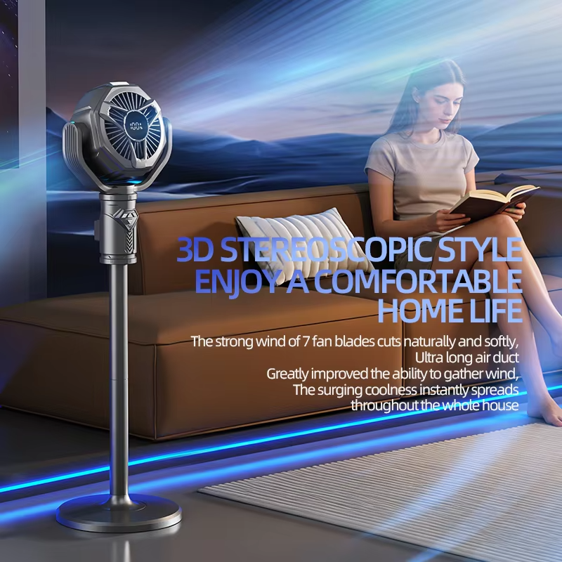 Electric Air Turbine Circulation Fan Floor Standing 5 Speed Adjustable Height Rechargeable Table Floor
