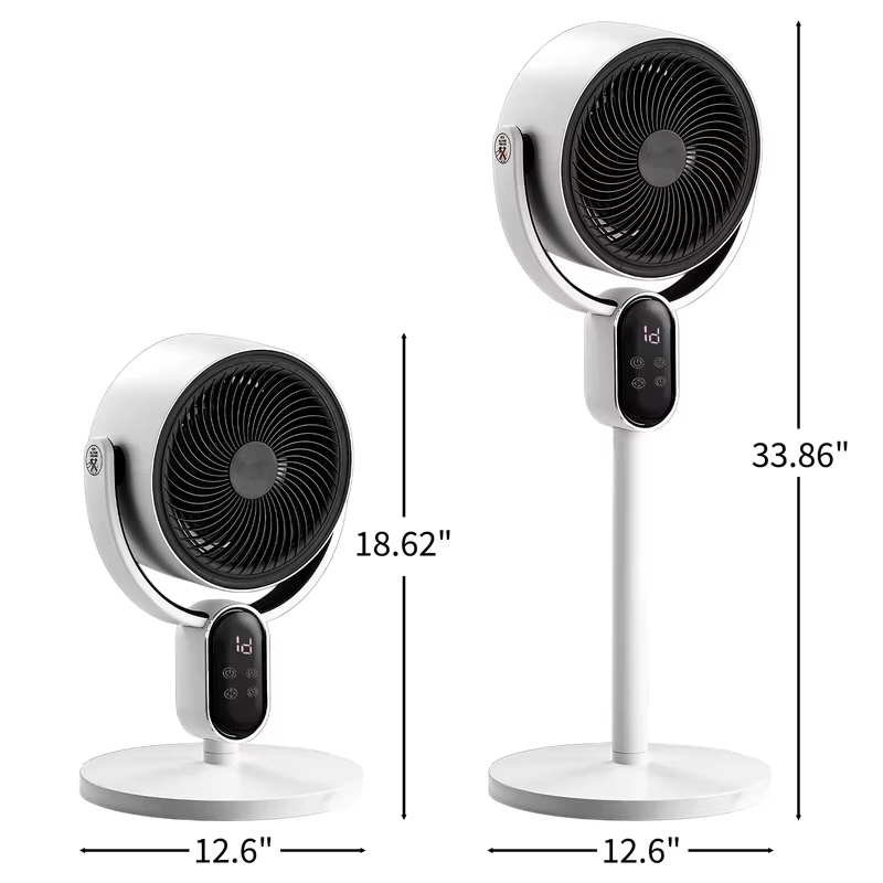 110V 40W 2-in-1 Air Circulator Fan Copper-Clad Aluminum Motor LED Display Remote Control 3 Speed 12H Timer Dual Use Desk Floor Fan Black White ABS