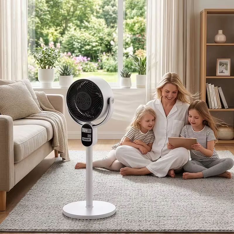 110V 40W 2-in-1 Air Circulator Fan Copper-Clad Aluminum Motor LED Display Remote Control 3 Speed 12H Timer Dual Use Desk Floor Fan Black White ABS