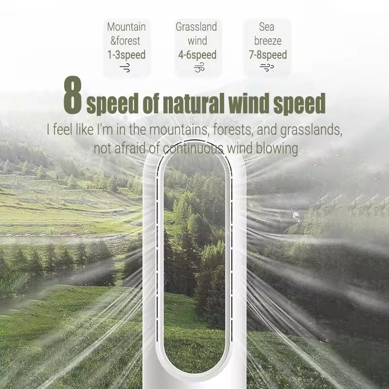 18 Inch Bladeless Fan with Remote Control Household Desktop Floor Standing Electric Silent LED Display Air Circulation 220V