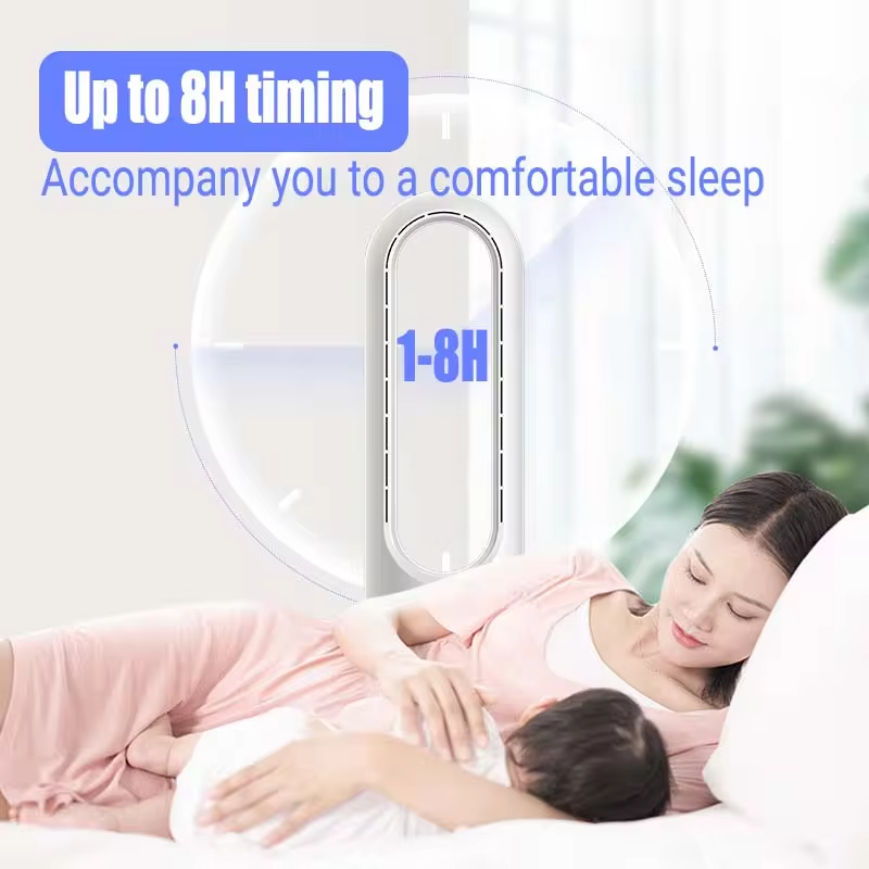 18 Inch Bladeless Fan with Remote Control Household Desktop Floor Standing Electric Silent LED Display Air Circulation 220V