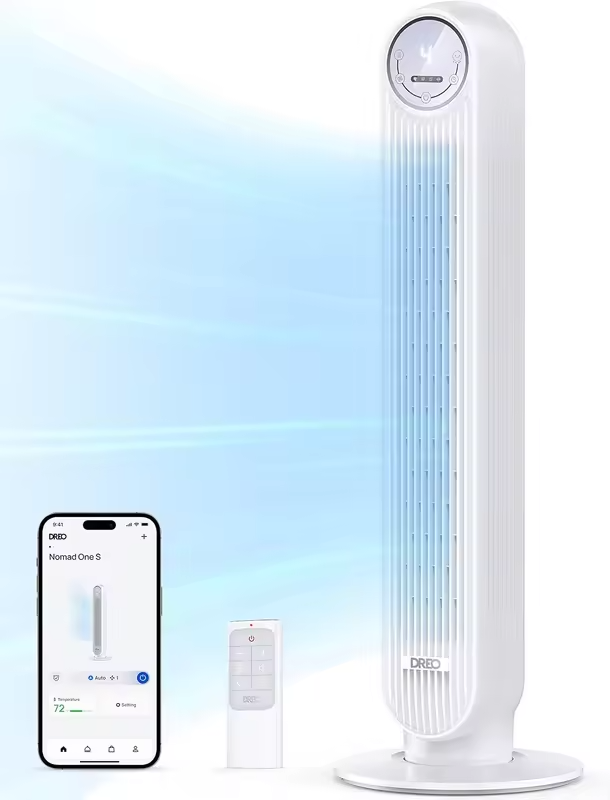 2026 Upgraded DC Motor Tower Fan, 28ft/s Smart Standing Fan, 90° Oscillation, 20dB Quiet, 8 Speeds 4 Modes, 8H Timer, Remote/WiFi/Voice Control