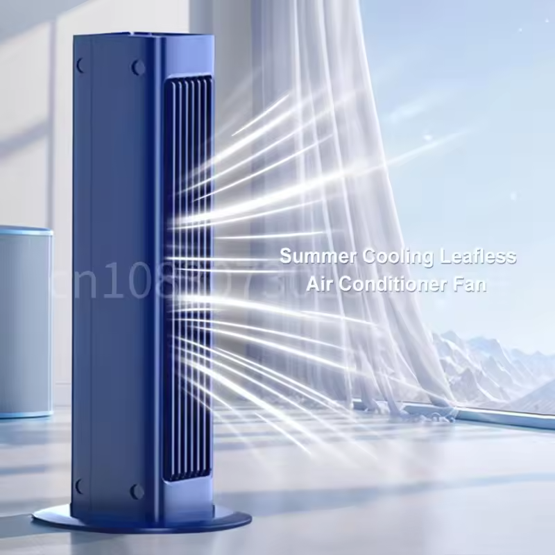 Portable Leafless Tower Fan 4000mAh Air Cooler Desktop Fan 3Speed Bladeless Air Conditioner Standing Fan for Bedroom Living Room