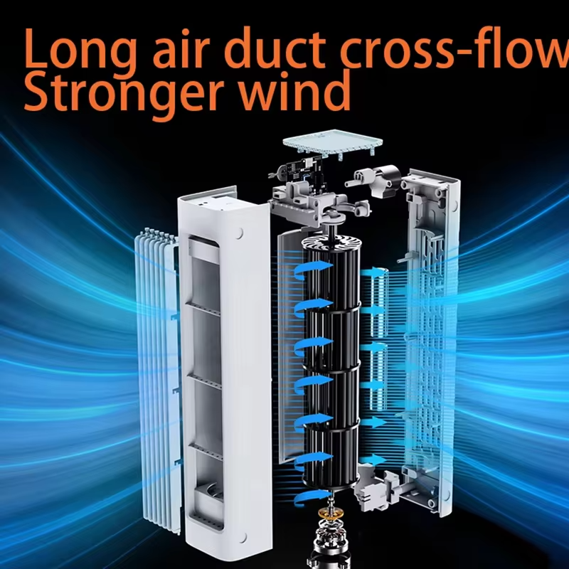 Portable Leafless Tower Fan 4000mAh Air Cooler Desktop Fan 3Speed Bladeless Air Conditioner Standing Fan for Bedroom Living Room