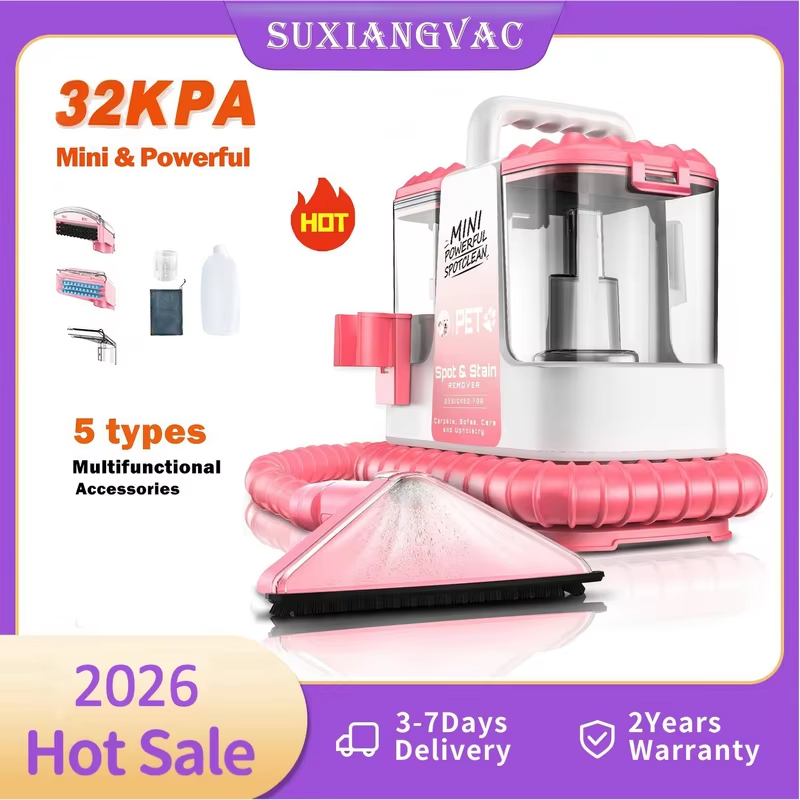 Upholstery Cleaner Device and Wet Vacuum Cleaner - 32Kpa Compact Washing Textile Cleaner for Carpet, Upholstery Car Seats & Sofa