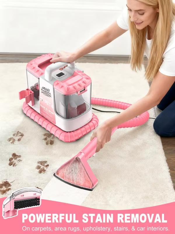 Upholstery Cleaner Device and Wet Vacuum Cleaner - 32Kpa Compact Washing Textile Cleaner for Carpet, Upholstery Car Seats & Sofa