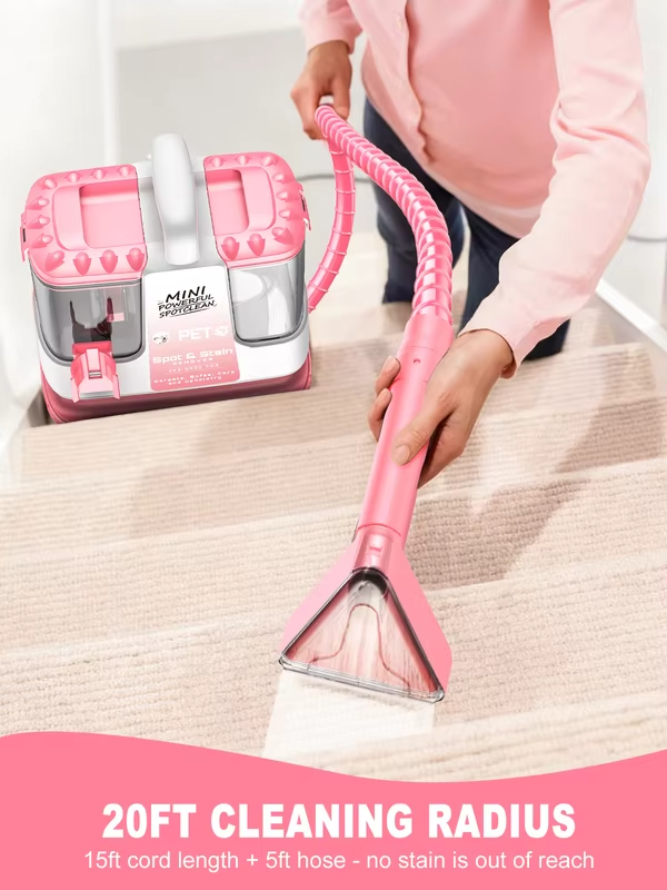 Upholstery Cleaner Device and Wet Vacuum Cleaner - 32Kpa Compact Washing Textile Cleaner for Carpet, Upholstery Car Seats & Sofa