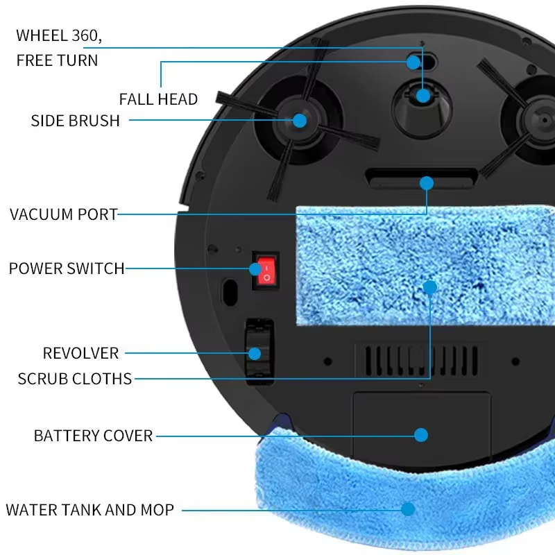 Automatic Robot Vacuum Cleaner Mop 2 in 1, APP Remote Control, 2800PA Powerful Suction,Route Mapping for Home Hardwood Floors.