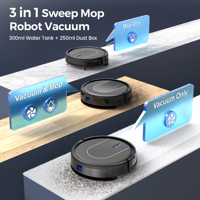 INSE Robot Vacuum Cleaner 3-in-1 Sweep Mop Vacuum Cleaner 5000Pa Strong Suction with Auto-Return Charging Support Alexa/WiFi/App