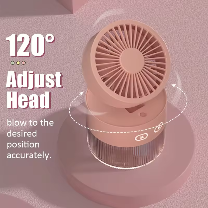 Portable Spray Fan USB Rechargeable 3 in 1 Cooling Humidifier Aroma Diffuser Night Light Desk Fan for Office Dorm Car Travel