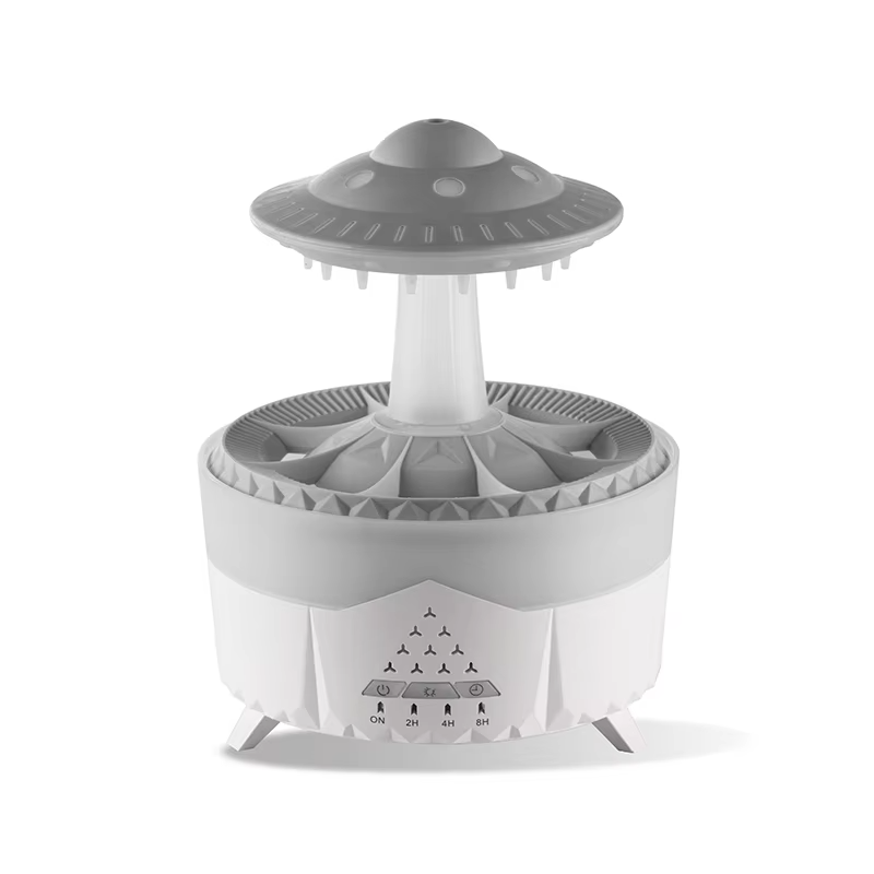 Rain Cloud Humidifier Mini UFO Aroma Diffuser with Remote Control - Colorful LED Night Light & Raindrop Sound for Bedroom Home a