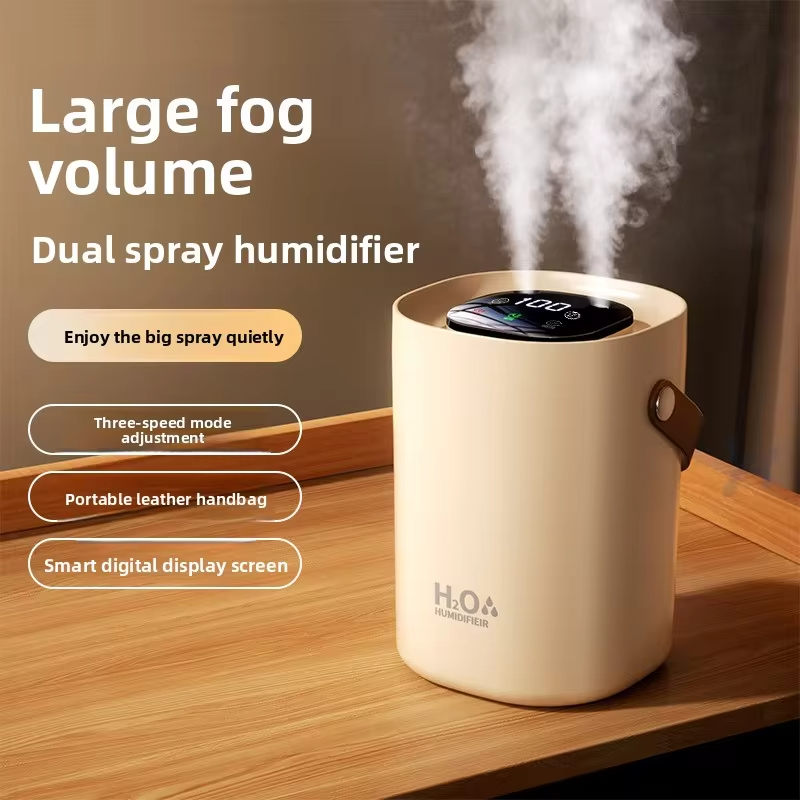Dual spray humidifier, portable, handheld, suitable for home, bedroom, and office use, with light noise and water replenishment