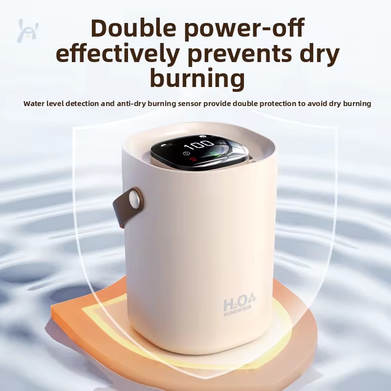 Dual spray humidifier, portable, handheld, suitable for home, bedroom, and office use, with light noise and water replenishment