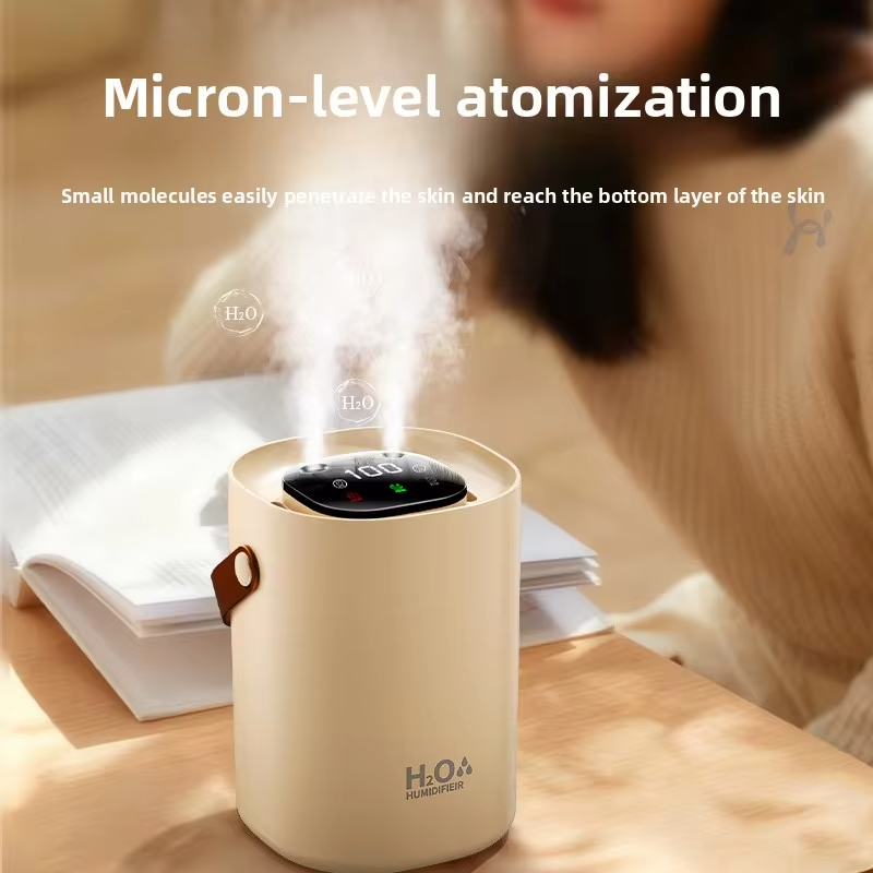 Dual spray humidifier, portable, handheld, suitable for home, bedroom, and office use, with light noise and water replenishment
