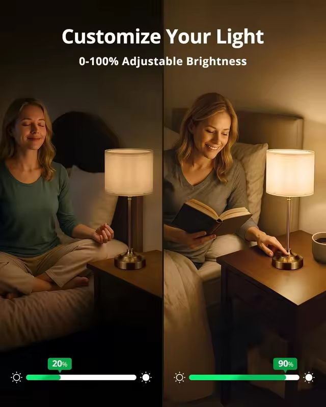 Cordless Table Lamps Rechargeable Battery Lamp with 3-Level Dimmable Fabric Touch Bedside Lamps for Bedroom, Living Room