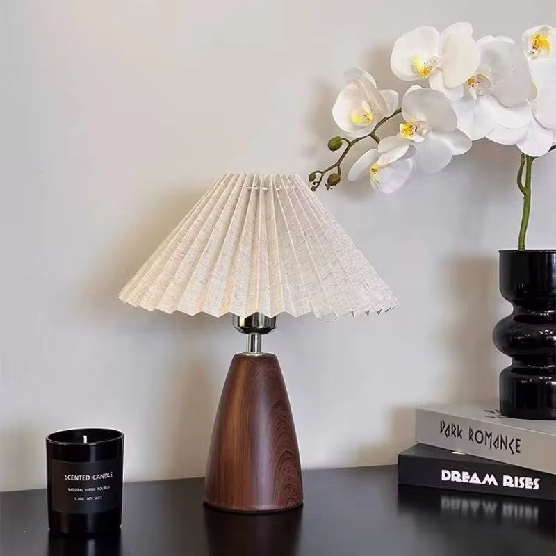 Retro LED Table lamp Pleated Room Decoration Night lamp USB For Home Living Bedroom Bedside Decorative Simple Desk Lighting