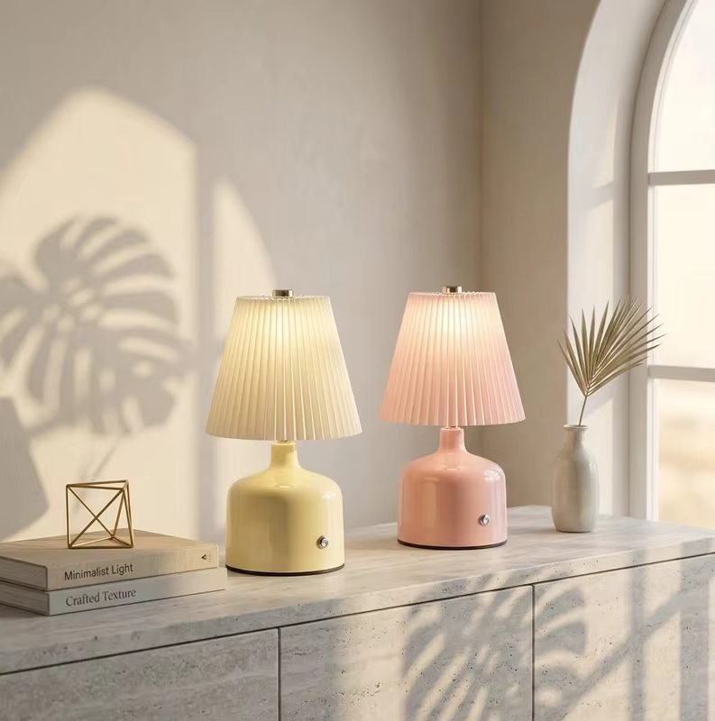 USB Desk Lamp Rechargeable LED Fabric Table Lamp Touch Control Dimmable Bedside Light 1200mAh Desk Light for Bedroom Living Room